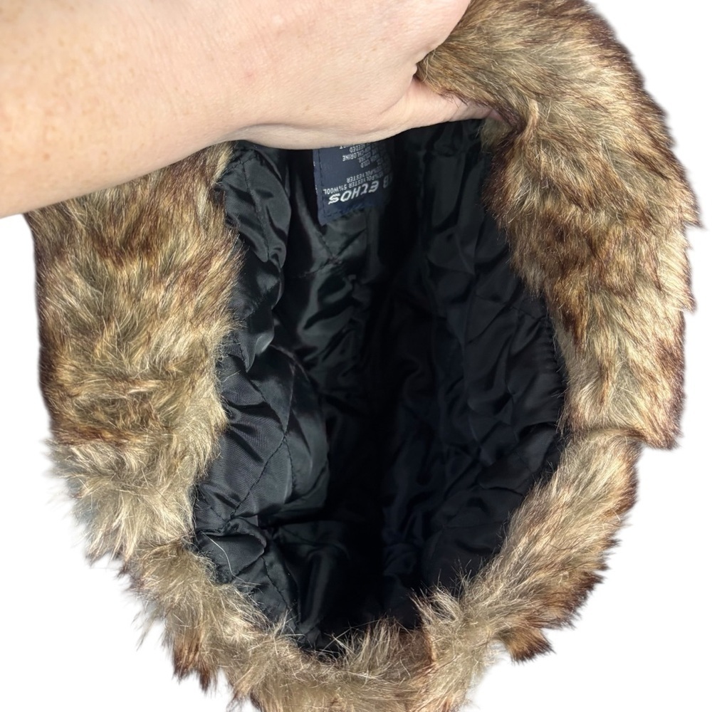 KB Ethos Buffalo Plaid Faux Fur Trapper Hat – One Size - Picture 6 of 8